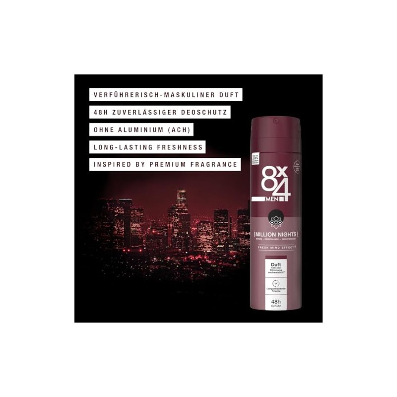 8X4 Men Million Nights Deospray, Deospray für Männer mit orientalischen