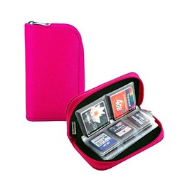 Memory Card Case - Mixtecc Carrying Case Suitable for Micro SD, Mini SD and 4X CF, Card Holder Bag Wallet for Media Storage Organization (Pink)