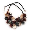 Avalaya Multicoloured Shell-Composite Leather Cord Chunky Style Necklace - 44cm