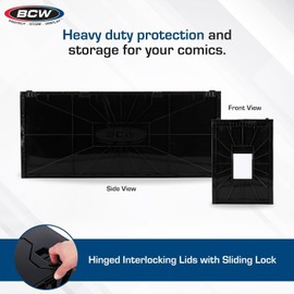 BCW Long Comic Bin - 2 Pack - Holds Up to 300 Comics in Bag and Board | Acid Free Comic Book Storage & Organizer | Heavy Duty Plastic Comic Storage Box, Stackable Comics Short Box