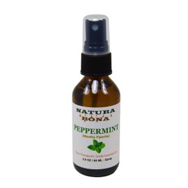 Natura Bona Peppermint Essential Oil Spray - 100% Pure All Natural Therapeutic Grade for Multiple Home and Aromatherapy Uses. (2oz Amber Glass Bottle)