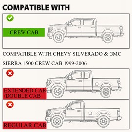 Floor Mats Compatible with Chevy Silverado & GMC Sierra 1500 Crew Cab 1999-2006 1st & 2nd Row 3PCS Truck Mats TPE All Weather Protection Accessories