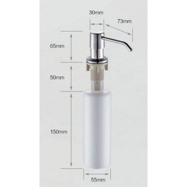 K28-261S Built-In Soap Dispenser for Sink, Kitchen or Washbasin, Stainless Steel Head (SUS304) with Bottle (300 ml, Plastic), Matt.