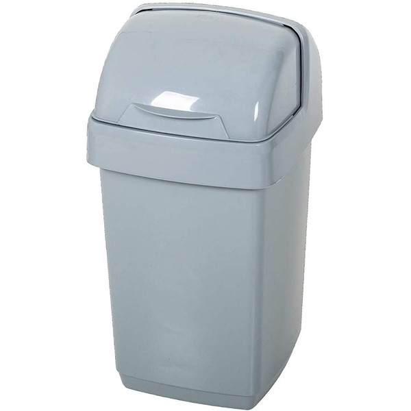 Addis 518460 Eco 100% Recycled Plastic Bathroom Kitchen Waste Roll Top Bin, 10 Litre, Light Grey