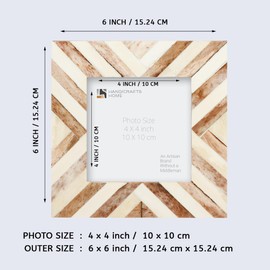 Handicrafts Home Modern Chevron Pattern Picture Frames Trendy Wooden Photo Frame for Table Top and Wall, 4x4 Brown