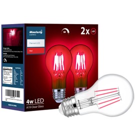 Maelsrlg Red Light Bulb, 4 Watts, A19 Colored LED Filament Bulbs, Clear Glass, 120 Volts, Dimmable, E26 Base, 2-Pack