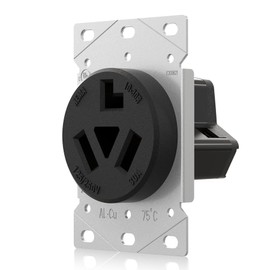 AIDA 10-30R Dryer Outlet 30-Amp 3-Pole, 3-Wire 125/250-Volts Non-grounding Heavy Duty Flush Mount Power Receptacle for Dryer, Space Heaters, UL Listed, Black