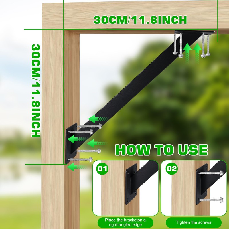 ITULCYO 4PC 45°Degree Angle Support Bracket Kit，Pergola Support Bracket Inside