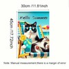 BlissYard Hello Summer Cat Garden Flag Beach Tuxedo Cat Garden