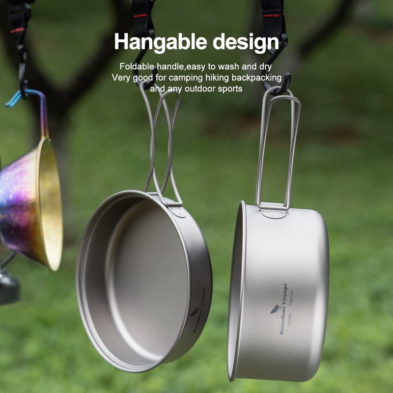 Boundless Voyage Outdoor Titanium Pot with Pan Set with Collapsible