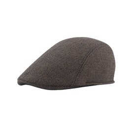 Magik 1-2 Pack Newsboy Hats for Men Classic Herringbone Tweed Wool Blend Flat Cap (1 Pack, Brown)