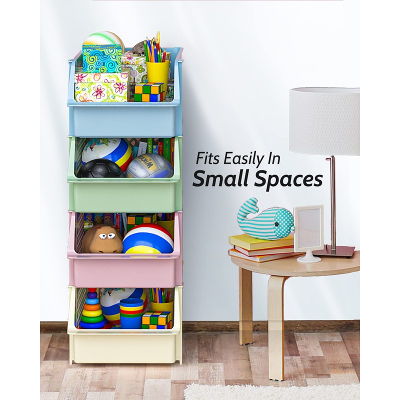 Skywin Plastic Stacking Bins Open Front for Pantry, 12-Pack Stackable