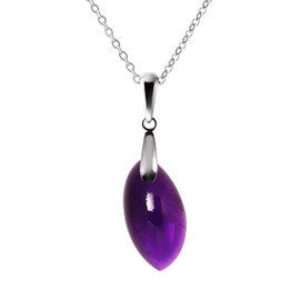 Franki Baker Very Dainty Natural Cushion Cut Amethyst Gemstone & Sterling Silver Pendant Necklace. Length: 50cm