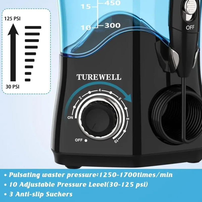 Hilo Dental Turewell Water Con 8 Puntas Y 10 Niveles