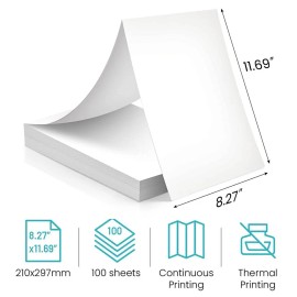 Phomemo 100 Sheets Orignal Thermal Paper A4 Foldable Paper For Phomemo M832/M834 Printer