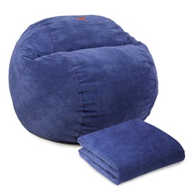 CordaRoy's Queen Size Corduroy Bean Bag Chair Cover (Bean Bag Sold Separately), Navy