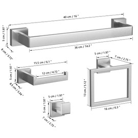 Bathroom Hardware Set Brushed Nickel 10-Pieces Bathroom Towel Rack SUS304 Stainless Steel Bath Towel Bar Set, Towel Racks Wall Mounted.