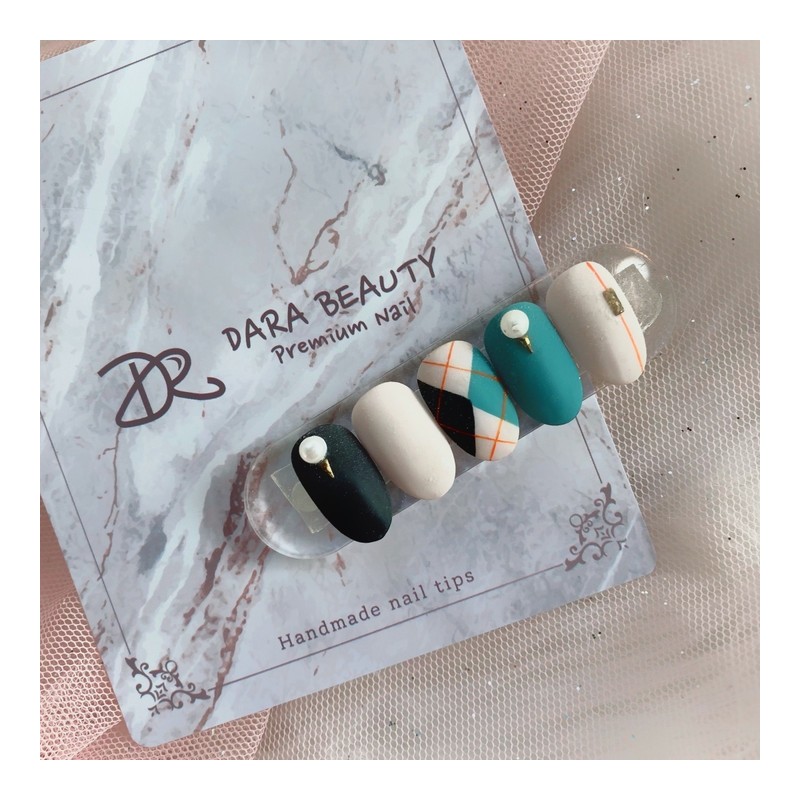 [Handmade Nail Tips] Argyle Check Nail Art / [수제네일팁] 아가일체크