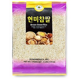 ROM AMERICA Sweet Sticky Glutinous Short Grain Brown Rice for Asian Cooking and Desserts - Risotto, Porridge, Healthy Breakfast Bowl, Soups, Pudding - 현미찹쌀 Hyeonmi Chapssal - 4 Pound (Pack of 1)