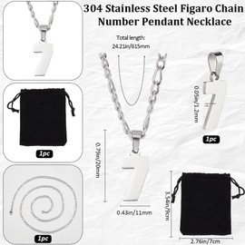Beebeecraft Beebeecraft 1 Box Number 7 Pendant Necklace Silver Metal 304 Stainless Steel Athletes Jersey Sports Lucky Numbers Chain Necklaces for Baseball Basketball Football Team Inspiration Jewelry Men