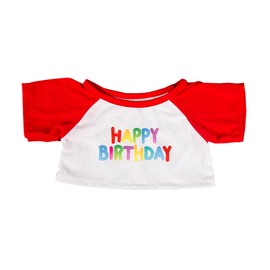 Happy Birthday T-Shirt w/ Red Teddy Bear Clothes Fits Most 14"-18" Build-a-Bear and Make Your Own Stuffed Animals