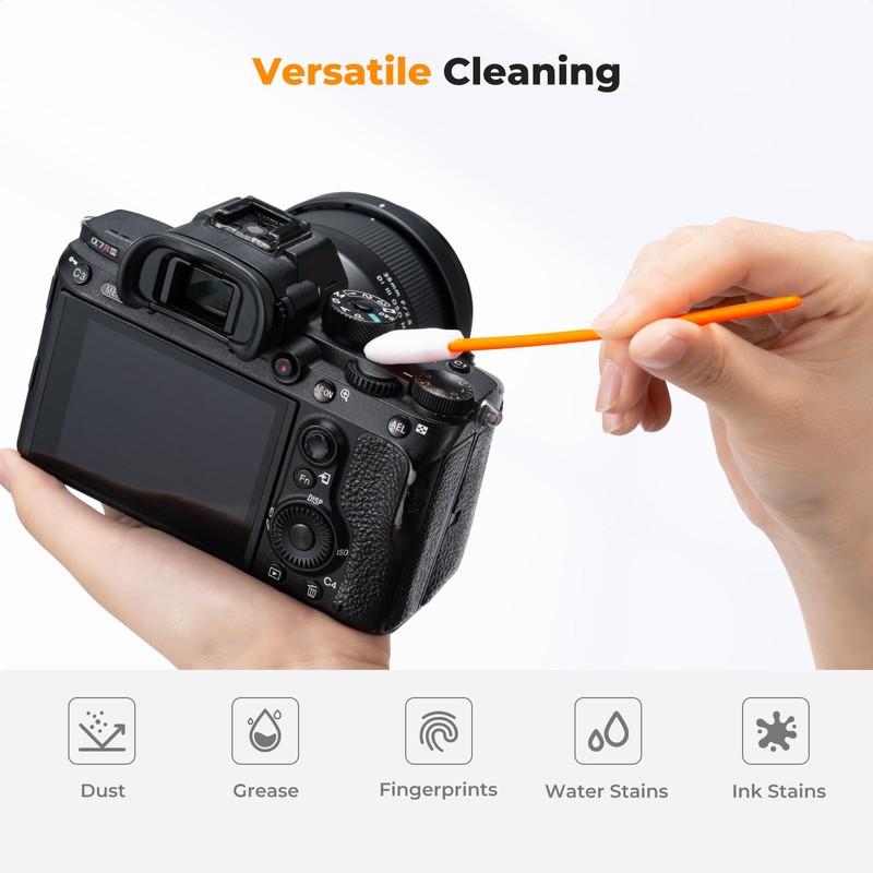 K&F CONCEPT Foam Cleaning Swabs, Individually Wrapped Foam Sticks for