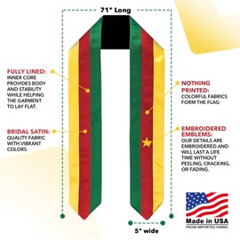 Vision Wear Cameroon Flag Graduation Sash/Stole International Study Abroad Adult Unisex (Multicolor)