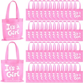 Sweetude It's a Girl Baby Shower Favor Bags Non Woven Treat Tote Bags with Handles Gender Reveal Party Supplies Thank You Gift Bag for Guests