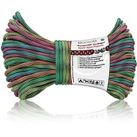 Ganzoo Paracord 550 Rope Rainbow Waves 4 mm, Nylon Polyester, Type 3, 7 Core Strands, 30 m, DIY, Outdoor Cord, Bracelet, Dog Lead, Dog Collar, All-purpose Rope, Multi-Purpose Rope
