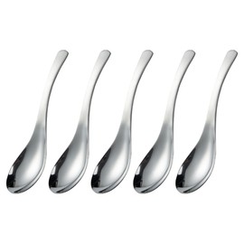 Desirable Astragalus Spoons, Set of 5, Stainless Steel, Dishwasher Safe, Easy to Eat, Curry, Pot, Fried Rice, Chinese Rice (Large Size 1.6 x 6.5 inches (4.1 x 16.5 cm))