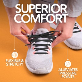 Miscly Flat Elastic Shoelaces [1 Pair] Flat Stretch Shoe Laces (27″, Black)