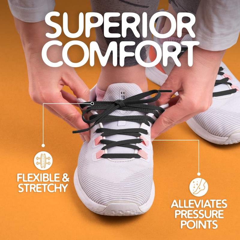 Miscly Flat Elastic Shoelaces [1 Pair] Flat Stretch Shoe Laces