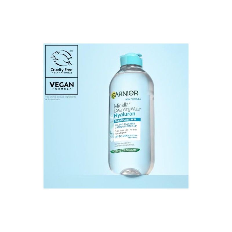 Garnier Hyaluron Micellar Cleansing Water for Dehydrated Skin, 400ml