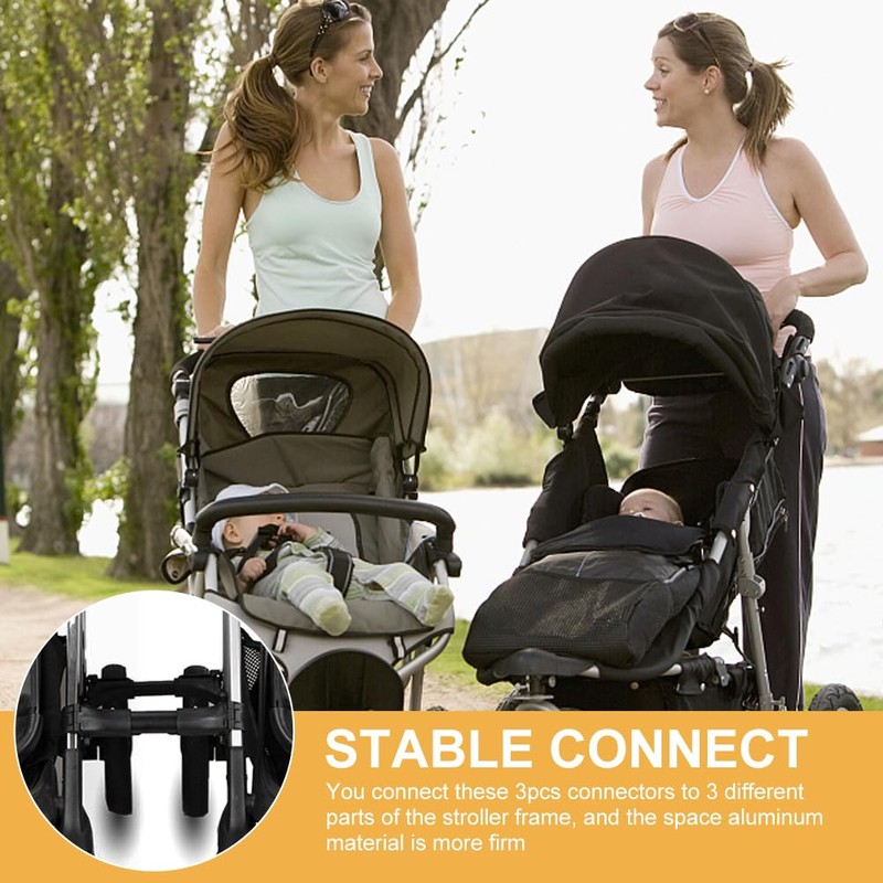 Faddare 3pcs Stroller Connector with 2pcs Stroller Hook, Connector for