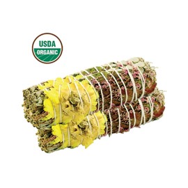 Floral White Sage Pack of 3 | Sweetheart White Sage Smudge Stick Home Negative Energy Cleansing 4"