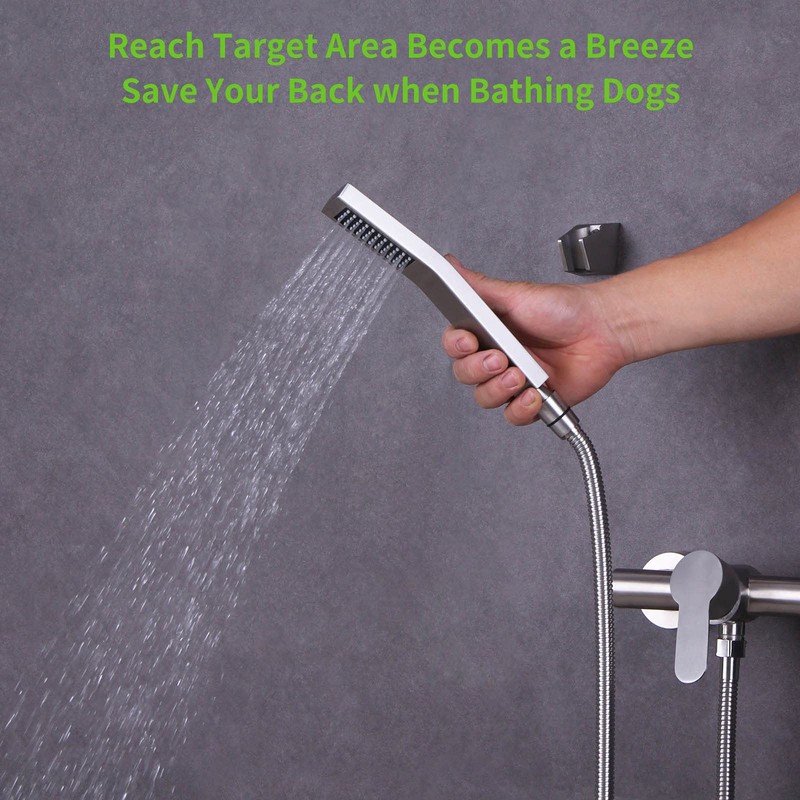 Angle Simple Brushed Nickel Shower Hose 59", Stainless Steel Replacement