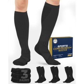 Pembrook Plus Size Compression Socks Wide Calf - 3 Pairs - Men's Compression Socks | Medical Black Compression Socks for Women
