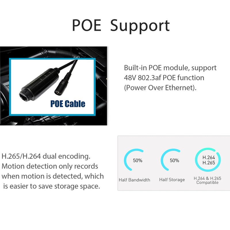 REVODATA Ultra HD 8MP Mini POE IP Camera,4K Small Indoor