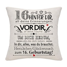 16 Years Old Girls Boys Birthday Gift Behind You All Your Memories Inspirational Gift 16th Birthday Gift Pillow Case for Daughter Son Sister Granddaughter Grandson Friends(16)