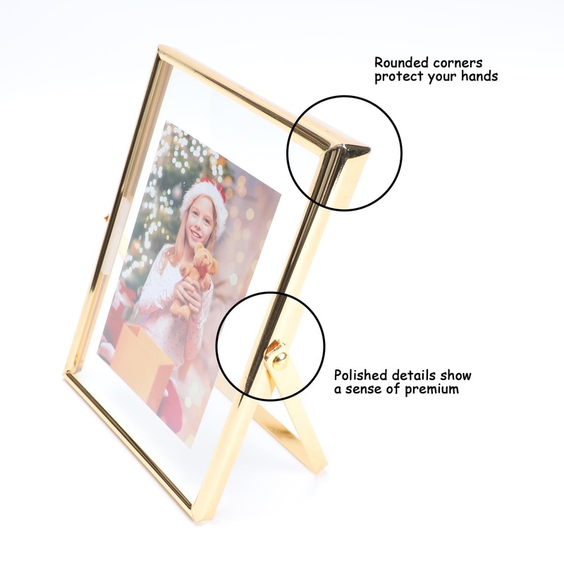 AhaGo Gold Floating Frame (5"x7", Vertical), For Picture 4x6, 3x5,