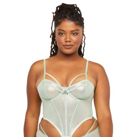 Savage X, Womens, Going Platinum Mesh Bustier, Green Mist, M