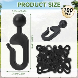 100pcs Plastic Gazebo Curtain Hooks, Black Track Hooks, Gazebo Accessories for Outdoor, Patio, Home, or Hotel Use