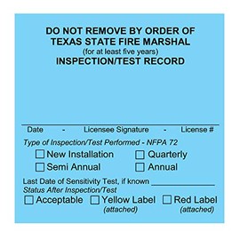 Tags 4 Less Texas Fire Alarm System Custom Printed Labels – Fire Inspection Tags for Alarm Systems, for Easy Maintenance Record-Keeping & Documentation (Blue, Pack of 100)