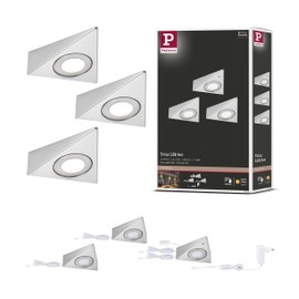 Paulmann Trias 92125 LED Under Cabinet Light with Proximity Sensor Set of 3 3000 K 2.7 W 135 x 132 mm 185 lm Brushed Iron