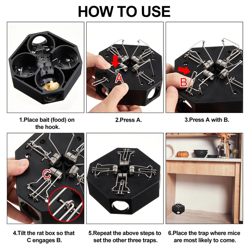 Qualirey 2 Pack Reusable Mouse Trap 4 in 1 Multi
