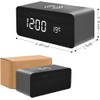 Wooden Digital Alarm Clock with Wireless Charging, 3 Alarms LED