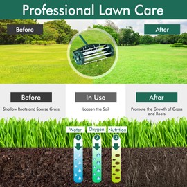 GYMAX Lawn Aerator, Rolling Aerator with Fender, Anti-Slip Handle & Tine Spikes, Push Plugger Aerator for Garden, Backyard Maintenance, Soil Grass Manual Aerator Tool (with Fender)