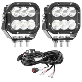 SAN YOUNG Off Road LED Pod Lights 5 Inch 120W 10000lm Offroad LED Work Light Pods for Truck Car Boat ATV Tractor 12V 24V Auxiliary Fog Lights, 【IP68 Waterproof With DT Wiring Harness】