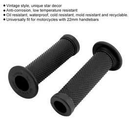 Suuonee Motorcycle Handlebar Grips, Pack of 2 22 mm Universal Vintage Motorcycle Handlebar Grips Star Decoration Handlebar Ends (Black), black