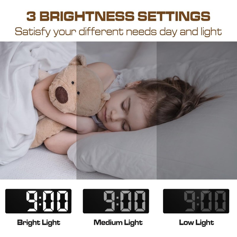 Königswerk Digital Alarm Clock,LED Electronic Clocks Large Display, Adjustable Brightness,